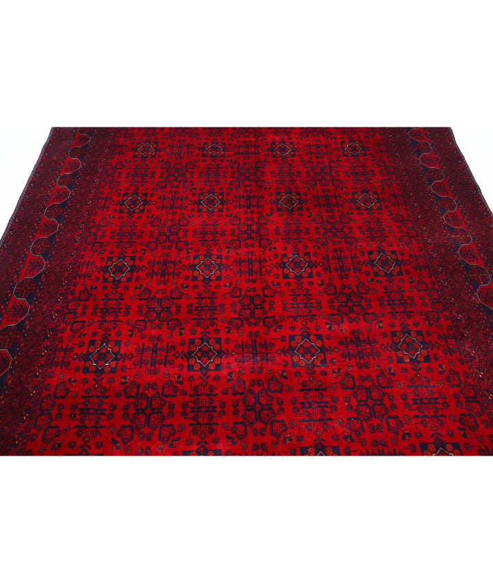 Red Afghan Beljik Rug 6' 6" x 9' 7" Hand-Knotted | No. AT67638
