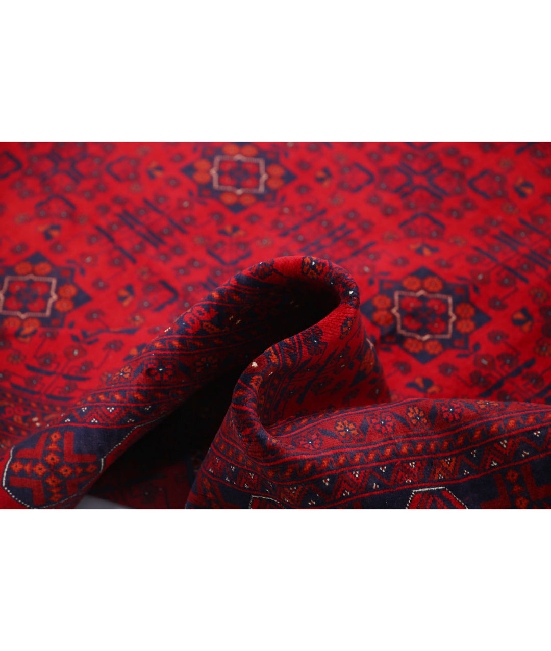 Red Afghan Beljik Rug 6' 6" x 9' 7" Hand-Knotted | No. AT67638