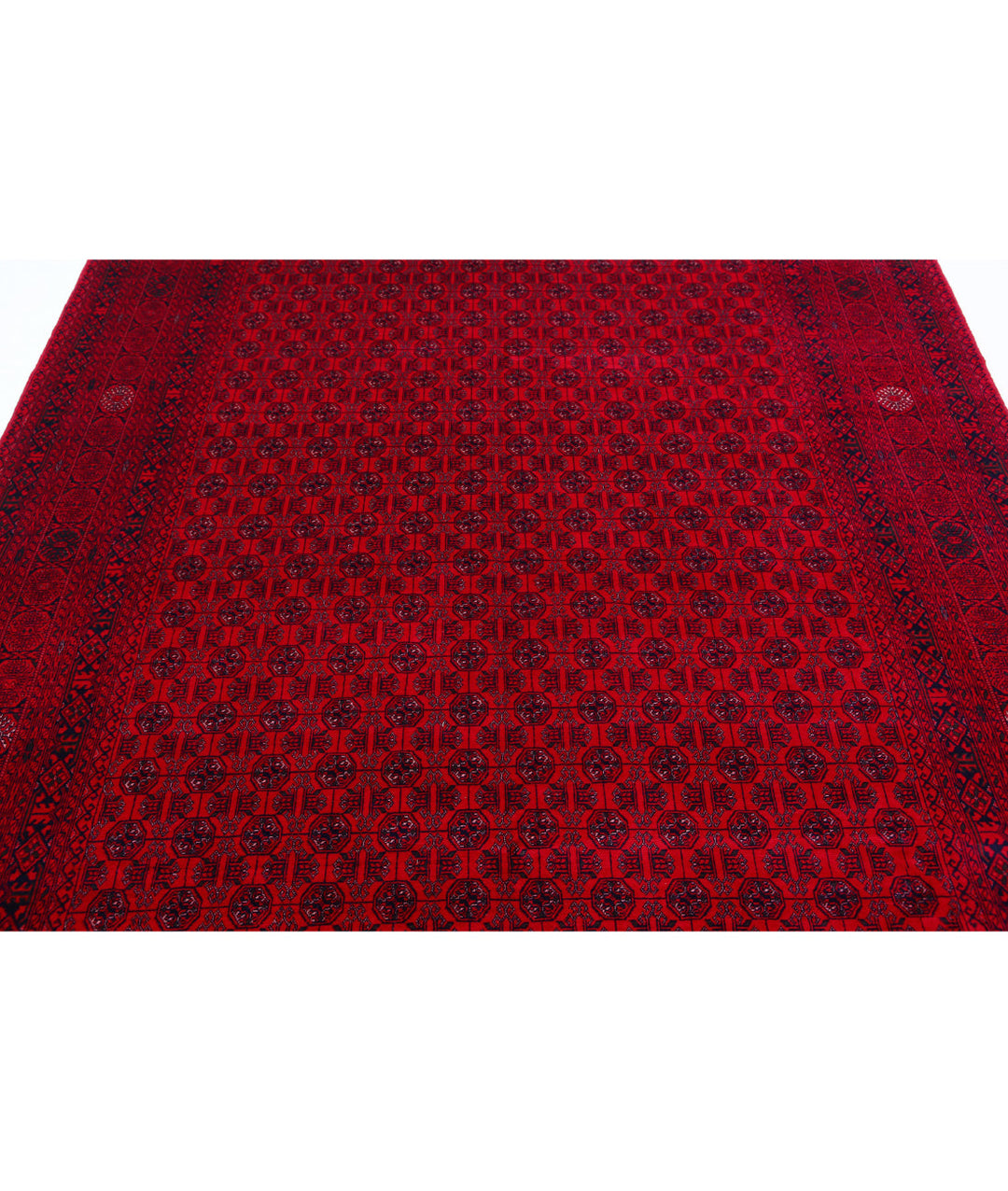 Red Afghan Beljik Rug 6' 6" x 9' 3" Hand-Knotted | No. AT85596