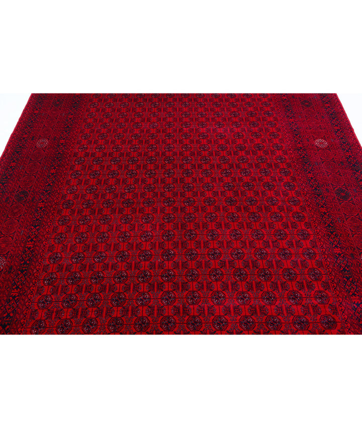Red Afghan Beljik Rug 6' 6" x 9' 3" Hand-Knotted | No. AT85596