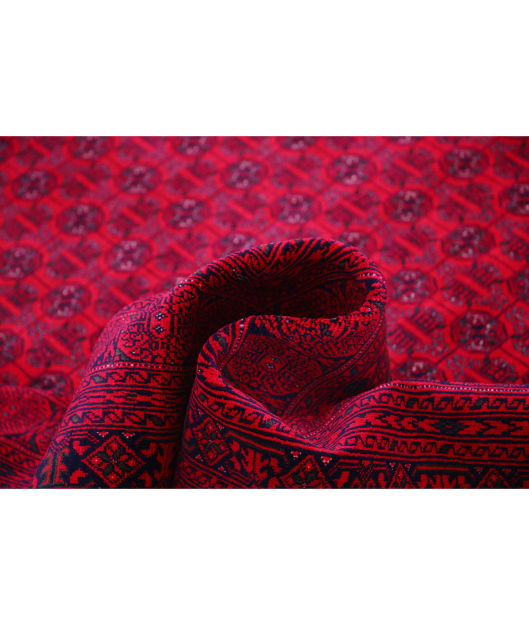 Red Afghan Beljik Rug 6' 6" x 9' 3" Hand-Knotted | No. AT85596