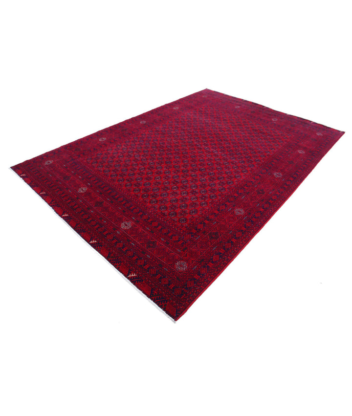 Red Afghan Beljik Rug 6' 6" x 9' 6" Hand-Knotted | No. AT61570