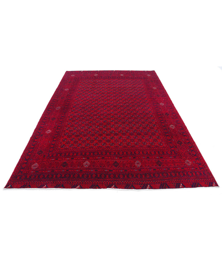 Red Afghan Beljik Rug 6' 6" x 9' 6" Hand-Knotted | No. AT61570