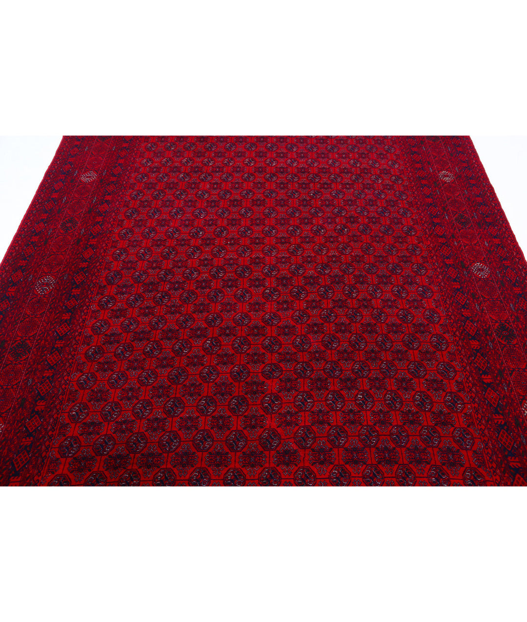 Red Afghan Beljik Rug 6' 6" x 9' 6" Hand-Knotted | No. AT61570
