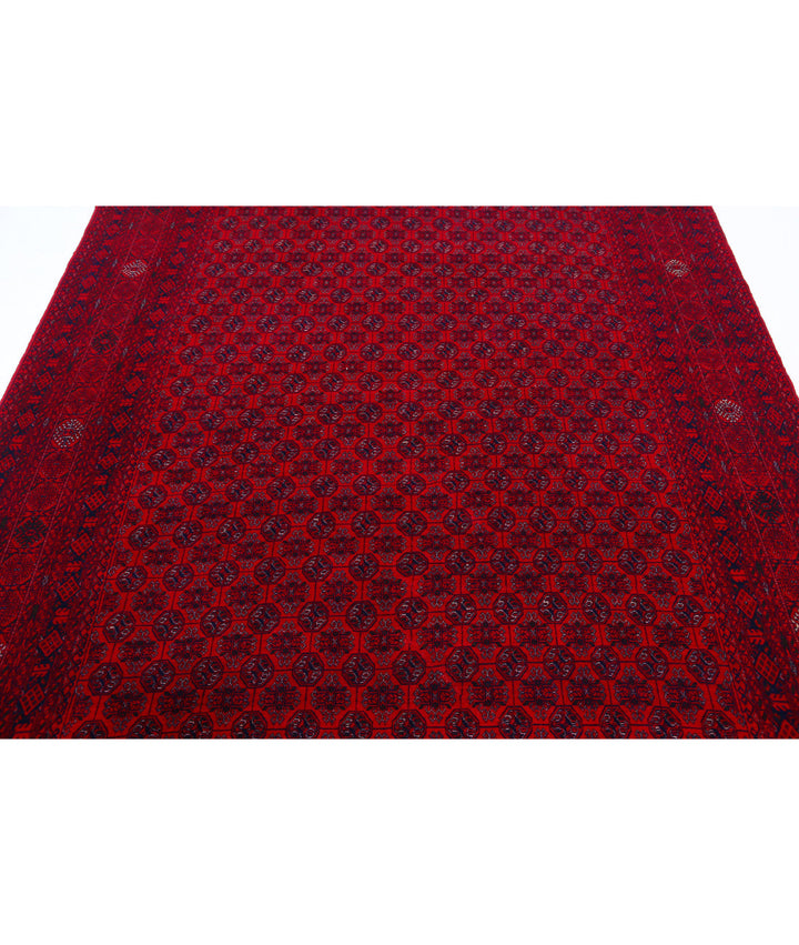 Red Afghan Beljik Rug 6' 6" x 9' 6" Hand-Knotted | No. AT61570