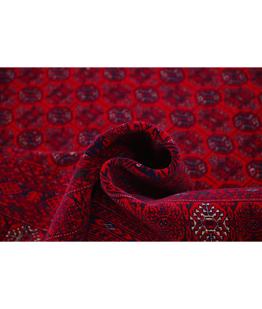 Red Afghan Beljik Rug 6' 6" x 9' 6" Hand-Knotted | No. AT61570