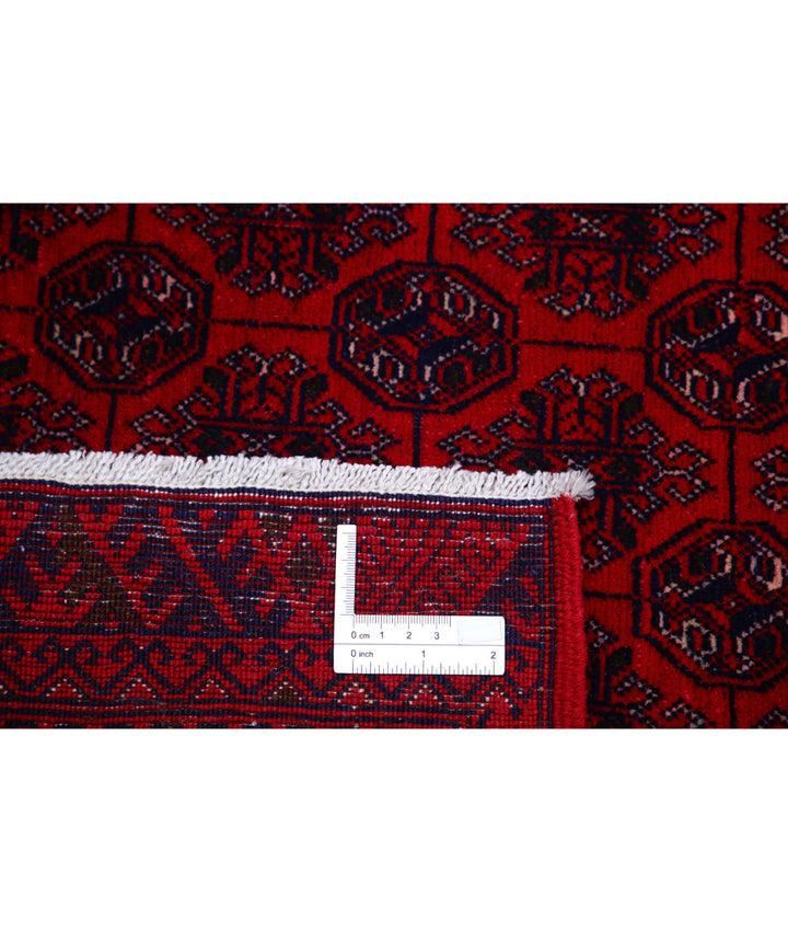 Red Afghan Beljik Rug 6' 6" x 9' 6" Hand-Knotted | No. AT61570