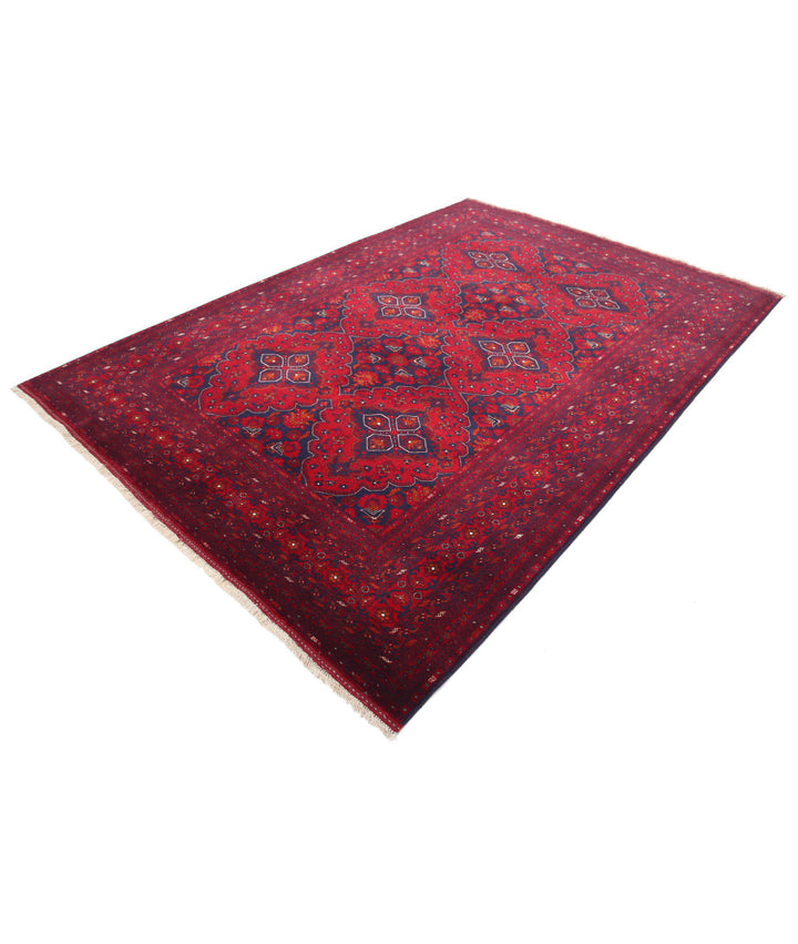 Red Afghan Beljik Rug 6' 8" x 9' 8" Hand-Knotted | No. AT66651