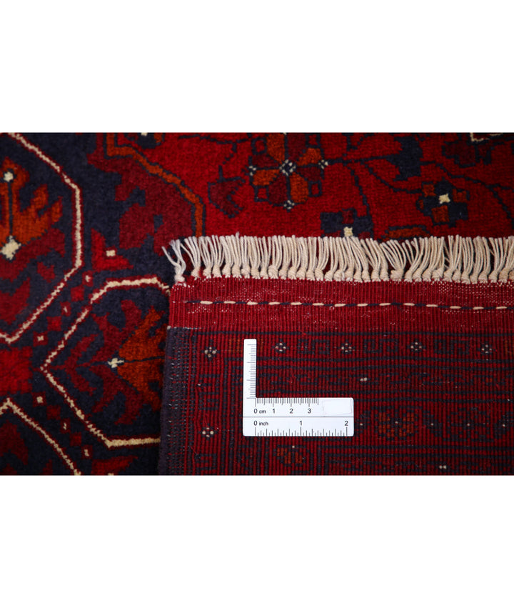Red Afghan Beljik Rug 6' 8" x 9' 8" Hand-Knotted | No. AT66651