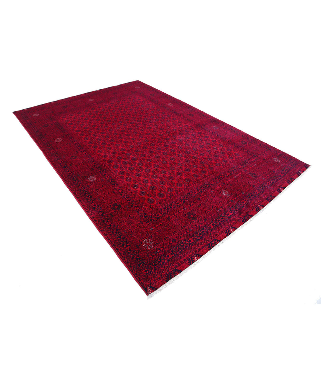 Red Afghan Beljik Rug 6' 4" x 9' 3" Hand-Knotted | No. AT30570
