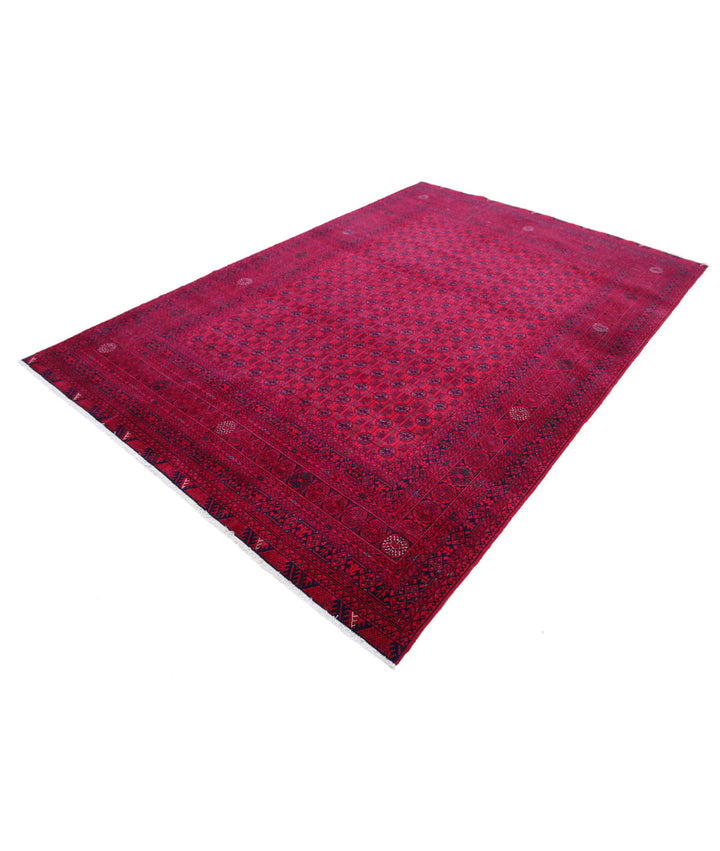 Red Afghan Beljik Rug 6' 4" x 9' 3" Hand-Knotted | No. AT30570