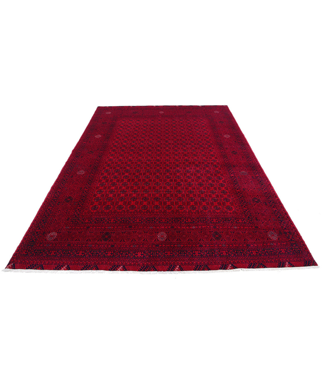 Red Afghan Beljik Rug 6' 4" x 9' 3" Hand-Knotted | No. AT30570