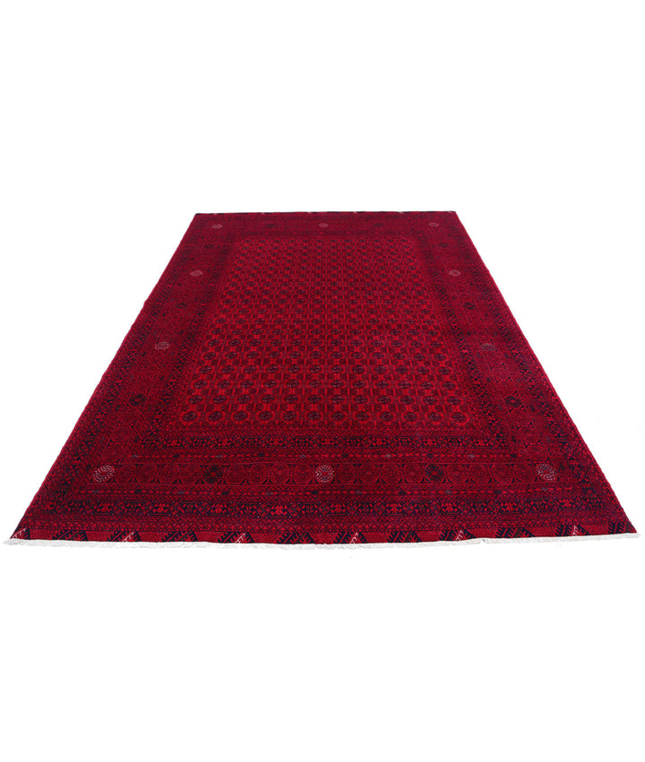 Red Afghan Beljik Rug 6' 4" x 9' 3" Hand-Knotted | No. AT30570