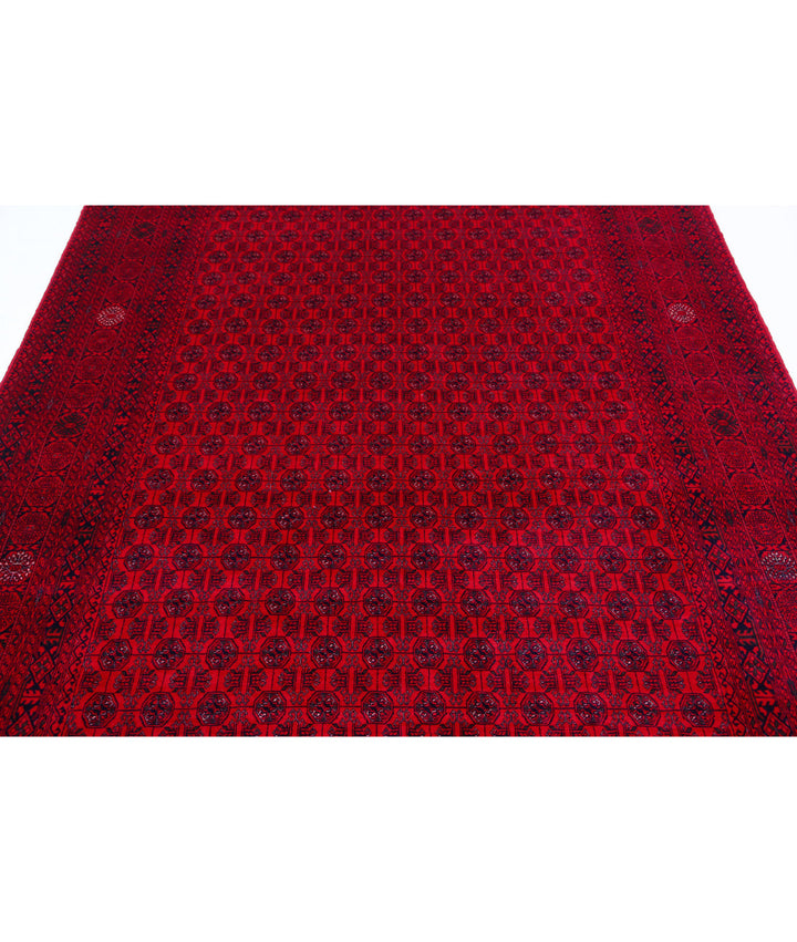 Red Afghan Beljik Rug 6' 4" x 9' 3" Hand-Knotted | No. AT30570