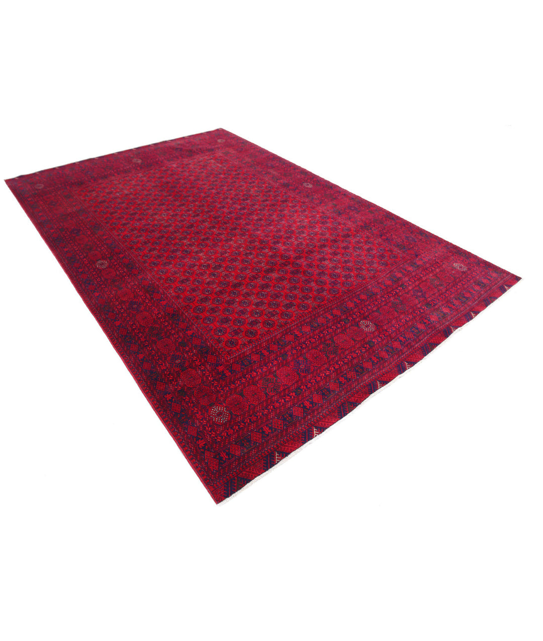 Red Afghan Beljik Rug 6' 5" x 9' 7" Hand-Knotted | No. AT69981