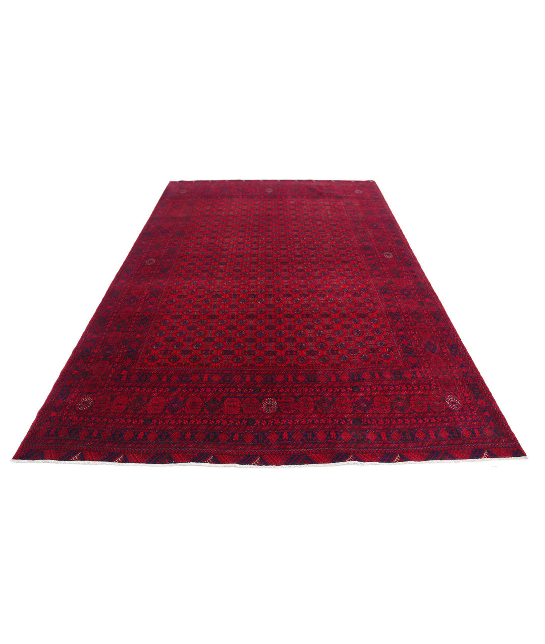 Red Afghan Beljik Rug 6' 5" x 9' 7" Hand-Knotted | No. AT69981