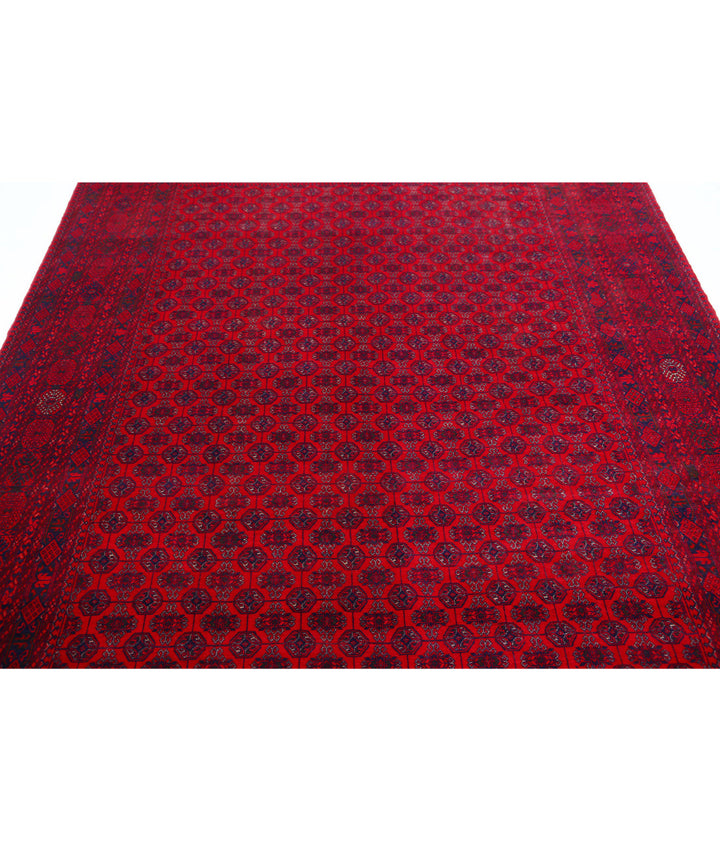 Red Afghan Beljik Rug 6' 5" x 9' 7" Hand-Knotted | No. AT69981