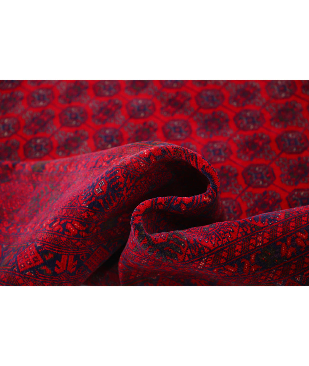Red Afghan Beljik Rug 6' 5" x 9' 7" Hand-Knotted | No. AT69981
