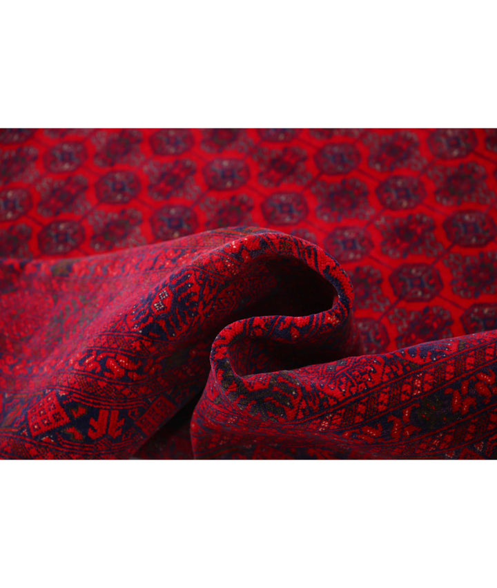 Red Afghan Beljik Rug 6' 5" x 9' 7" Hand-Knotted | No. AT69981