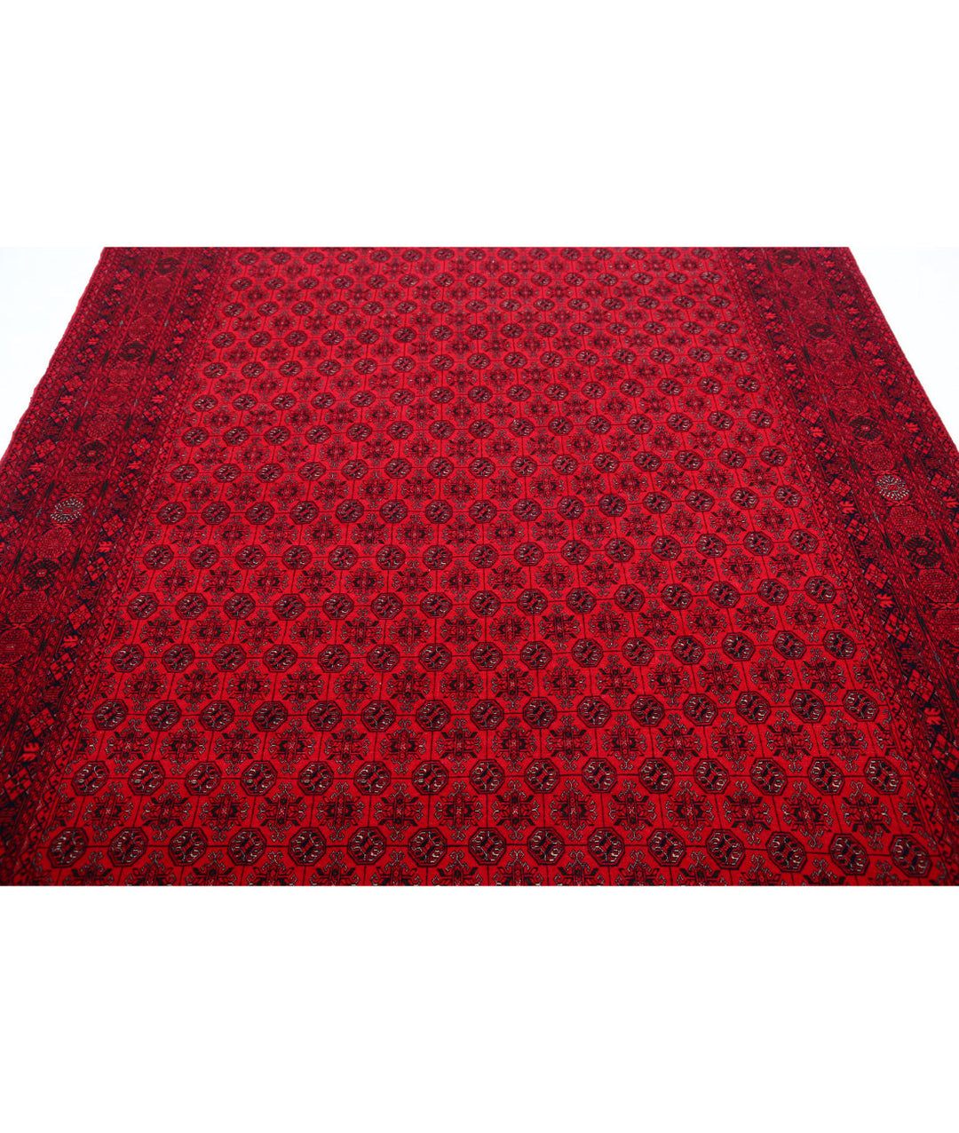 Red Afghan Beljik Rug 6' 6" x 9' 6" Hand-Knotted | No. AT79464