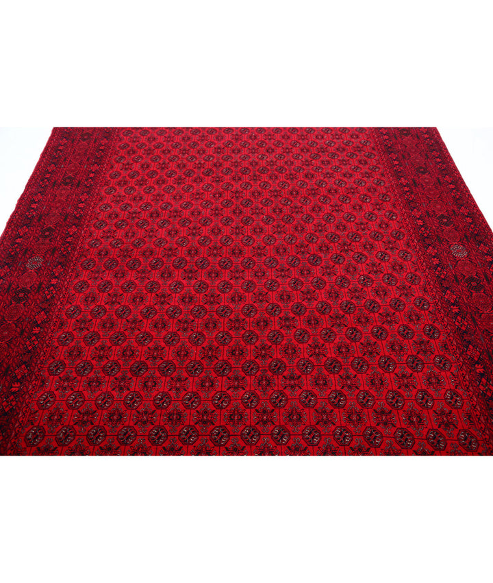 Red Afghan Beljik Rug 6' 6" x 9' 6" Hand-Knotted | No. AT79464