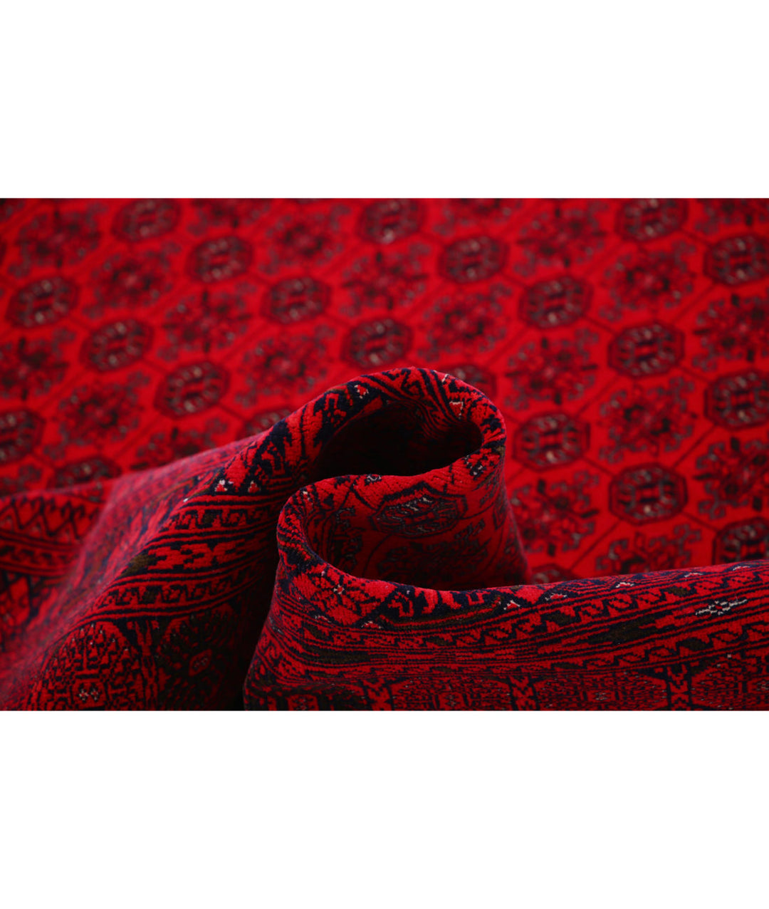 Red Afghan Beljik Rug 6' 6" x 9' 6" Hand-Knotted | No. AT79464