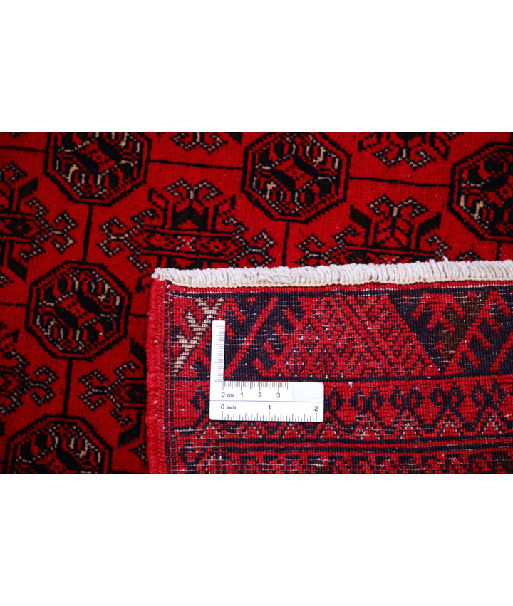 Red Afghan Beljik Rug 6' 6" x 9' 6" Hand-Knotted | No. AT79464