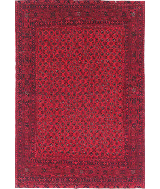 Hand Knotted Afghan Beljik Wool Rug 6' 6" x 9' 6" - No. AT79464