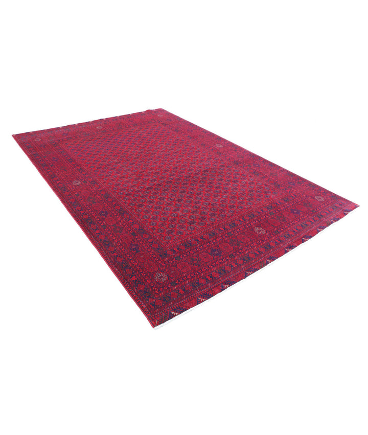Red Afghan Beljik Rug 6' 5" x 9' 6" Hand-Knotted | No. AT85786