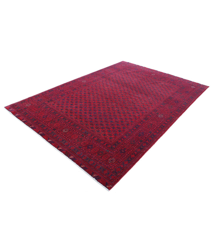 Red Afghan Beljik Rug 6' 5" x 9' 6" Hand-Knotted | No. AT85786