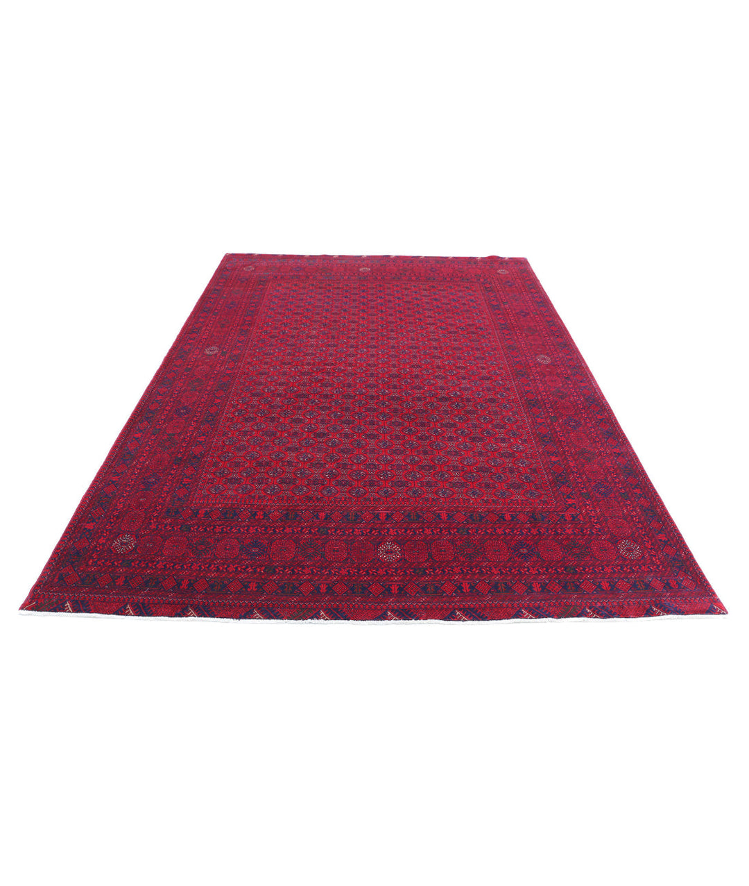 Red Afghan Beljik Rug 6' 5" x 9' 6" Hand-Knotted | No. AT85786