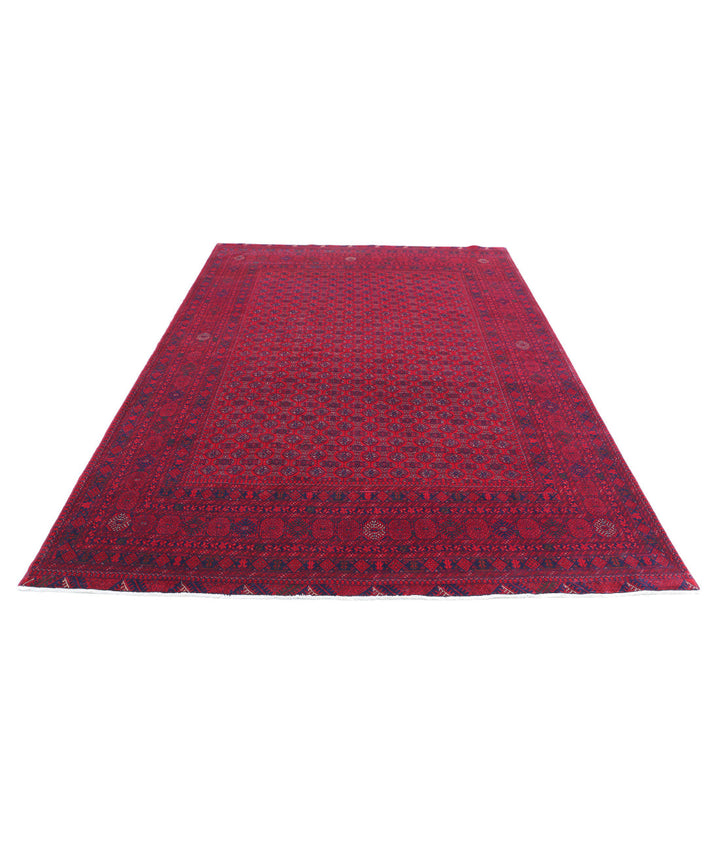 Red Afghan Beljik Rug 6' 5" x 9' 6" Hand-Knotted | No. AT85786