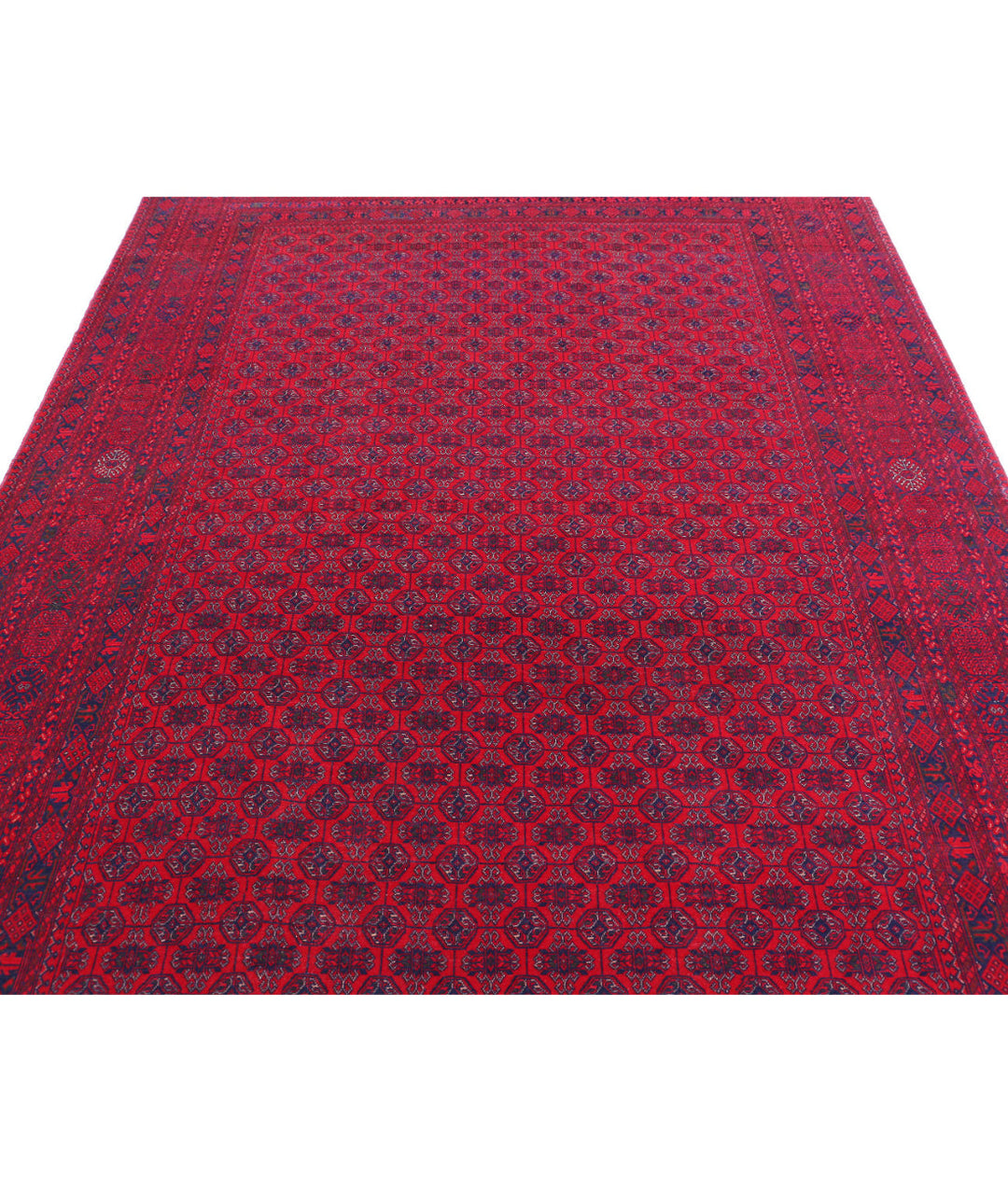 Red Afghan Beljik Rug 6' 5" x 9' 6" Hand-Knotted | No. AT85786