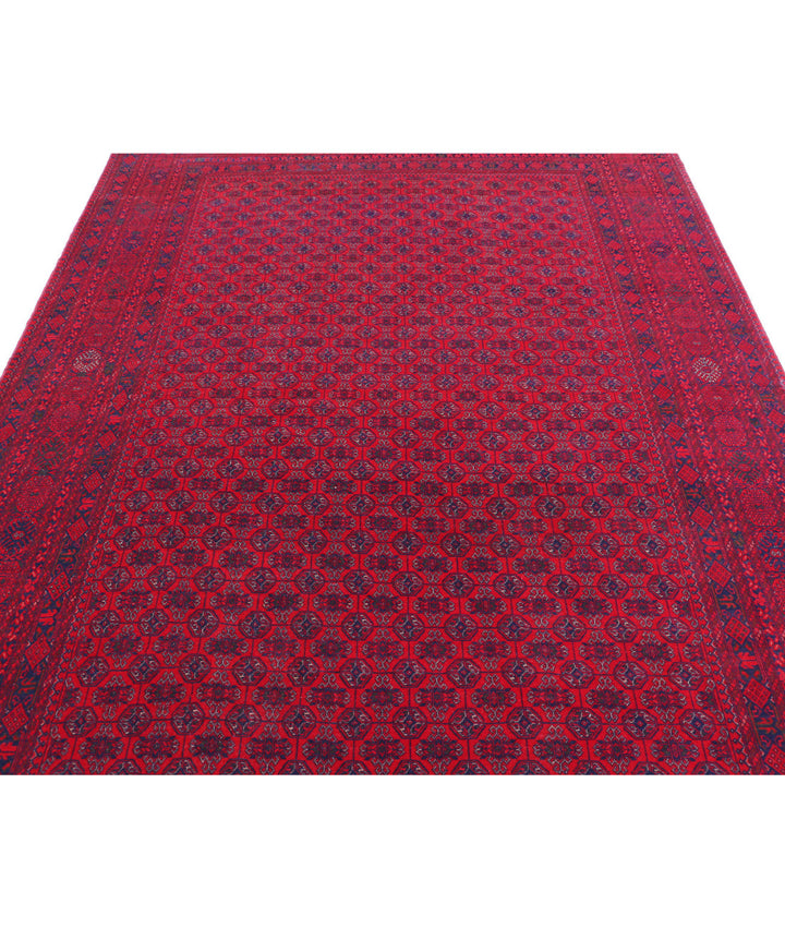 Red Afghan Beljik Rug 6' 5" x 9' 6" Hand-Knotted | No. AT85786