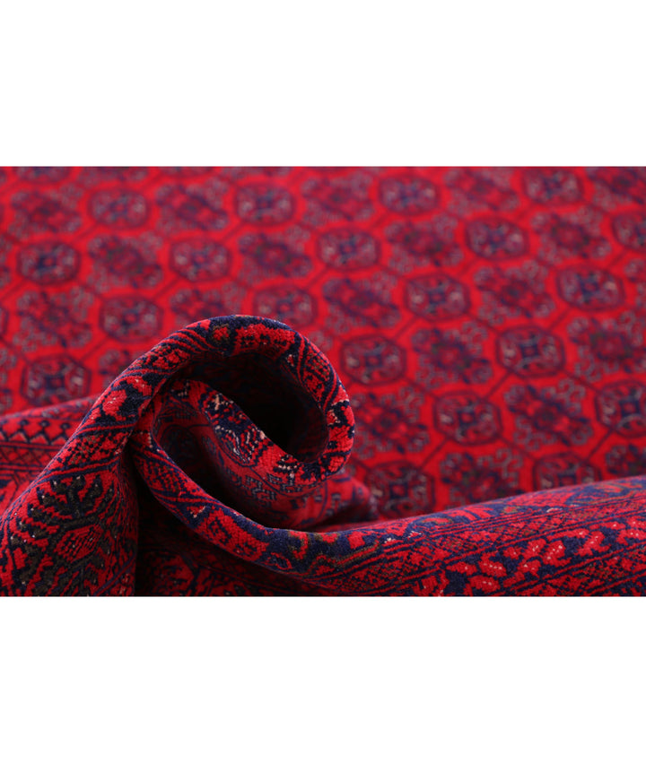 Red Afghan Beljik Rug 6' 5" x 9' 6" Hand-Knotted | No. AT85786