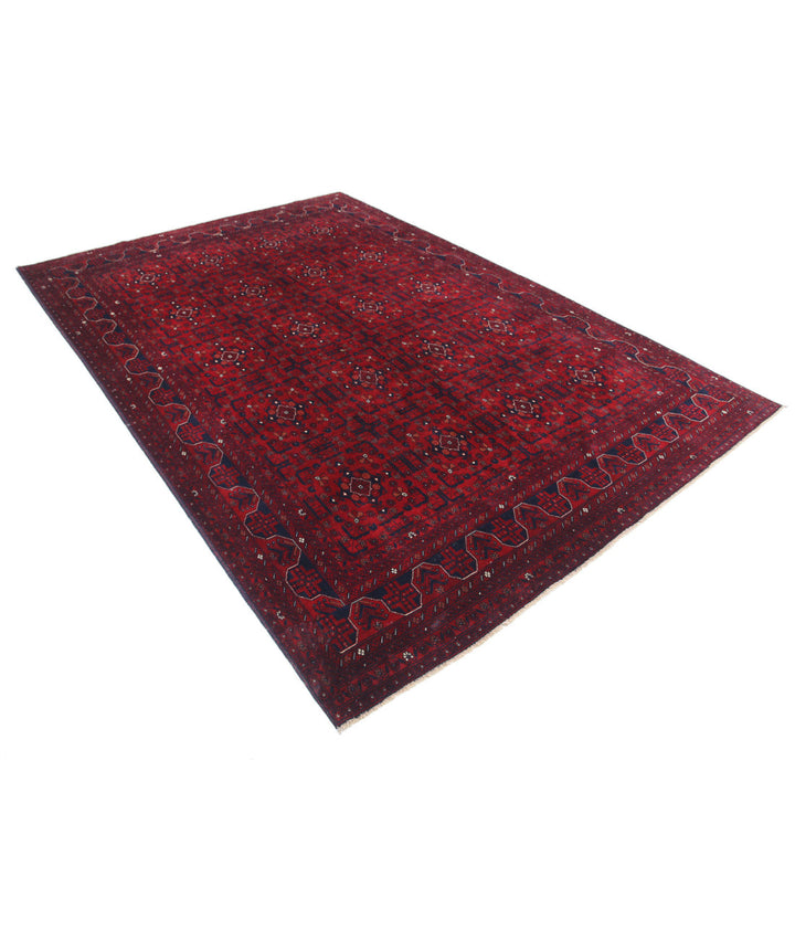 Red Afghan Beljik Rug 6' 7" x 9' 8" Hand-Knotted | No. AT49728
