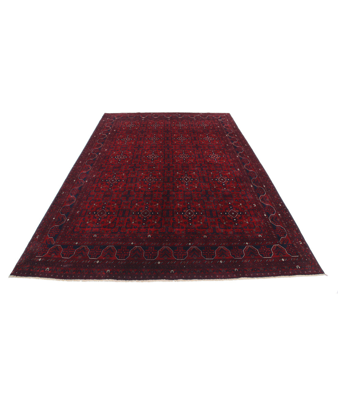 Red Afghan Beljik Rug 6' 7" x 9' 8" Hand-Knotted | No. AT49728