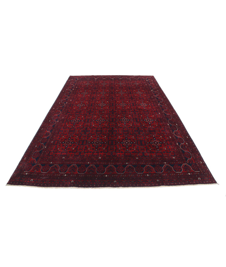 Red Afghan Beljik Rug 6' 7" x 9' 8" Hand-Knotted | No. AT49728