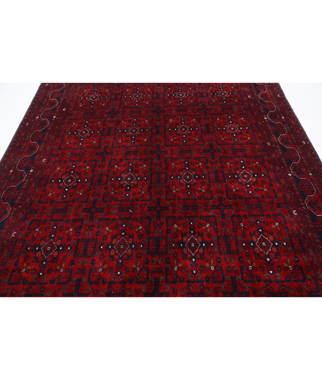 Red Afghan Beljik Rug 6' 7" x 9' 8" Hand-Knotted | No. AT49728