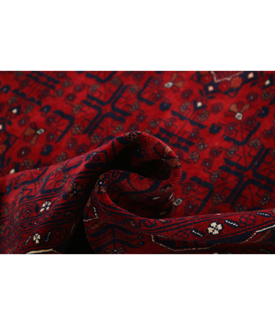 Red Afghan Beljik Rug 6' 7" x 9' 8" Hand-Knotted | No. AT49728