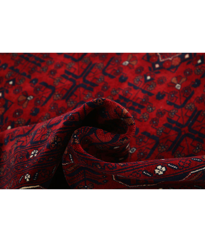 Red Afghan Beljik Rug 6' 7" x 9' 8" Hand-Knotted | No. AT49728