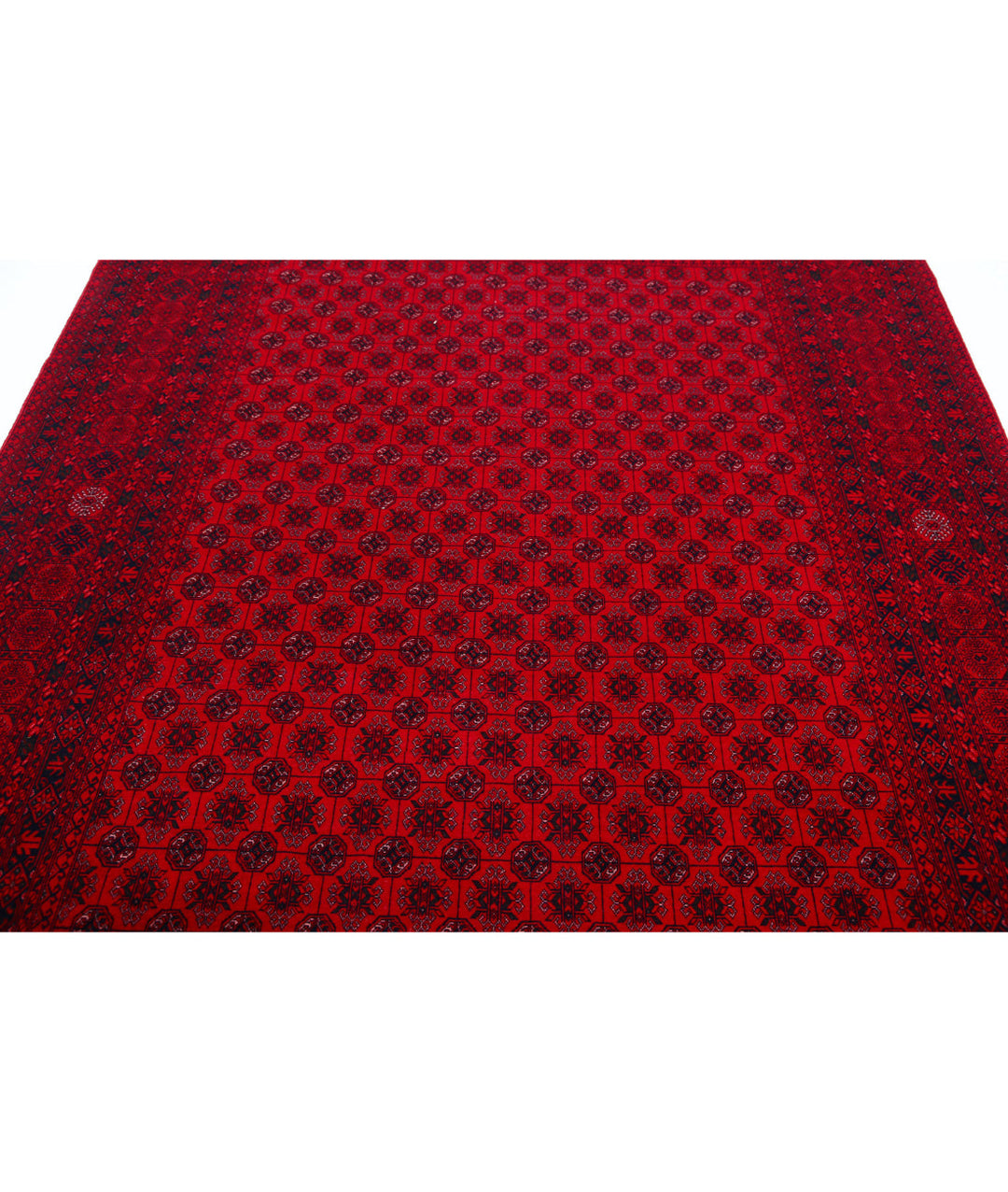 Red Afghan Beljik Rug 6' 6" x 9' 3" Hand-Knotted | No. AT36696