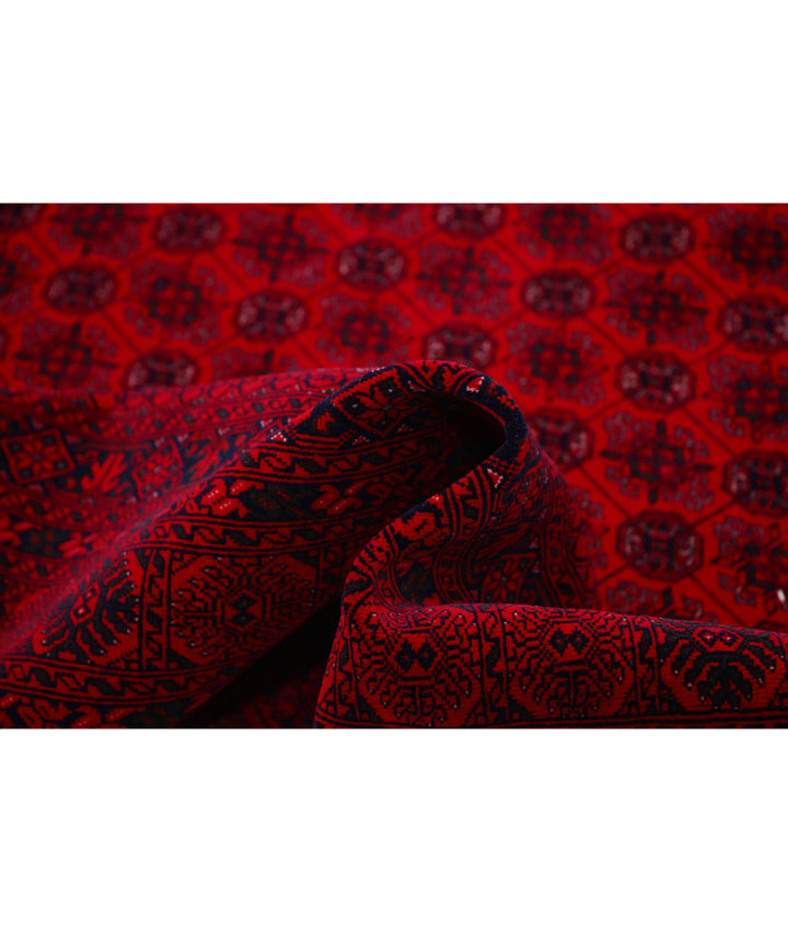 Red Afghan Beljik Rug 6' 6" x 9' 3" Hand-Knotted | No. AT36696