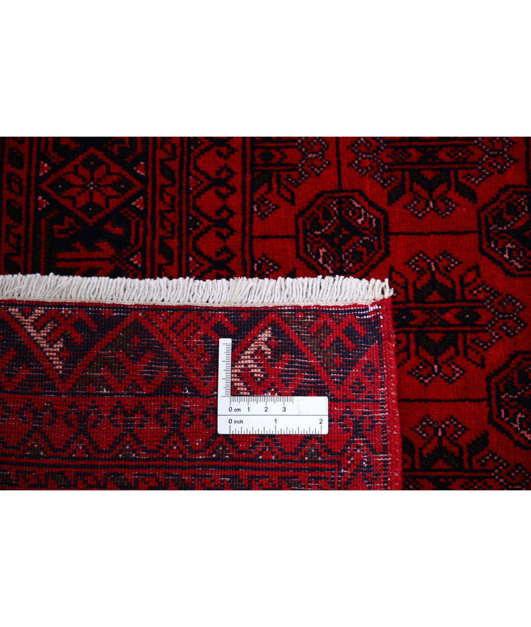 Red Afghan Beljik Rug 6' 6" x 9' 3" Hand-Knotted | No. AT36696