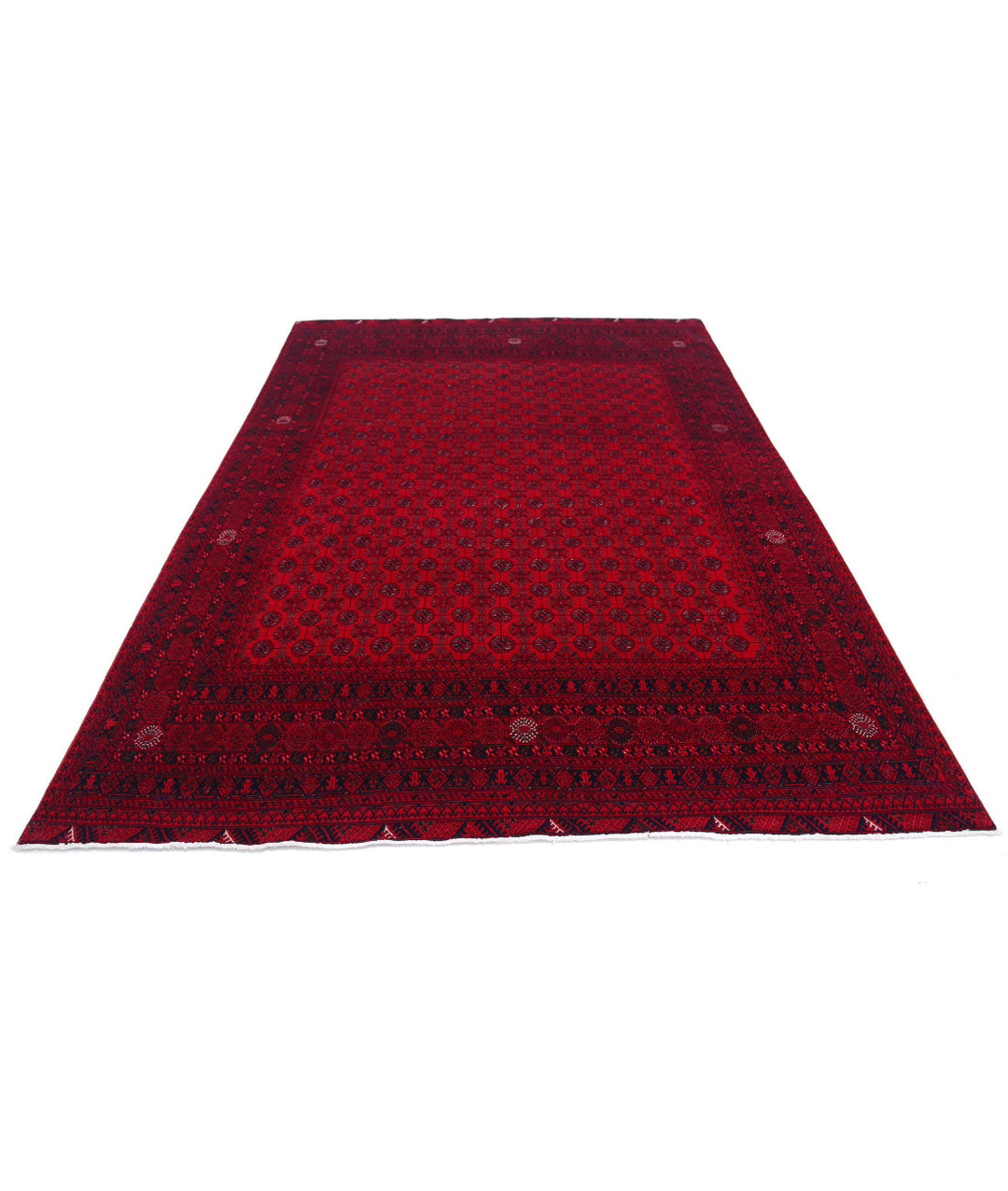 Red Afghan Beljik Rug 6' 7" x 9' 4" Hand-Knotted | No. AT27866