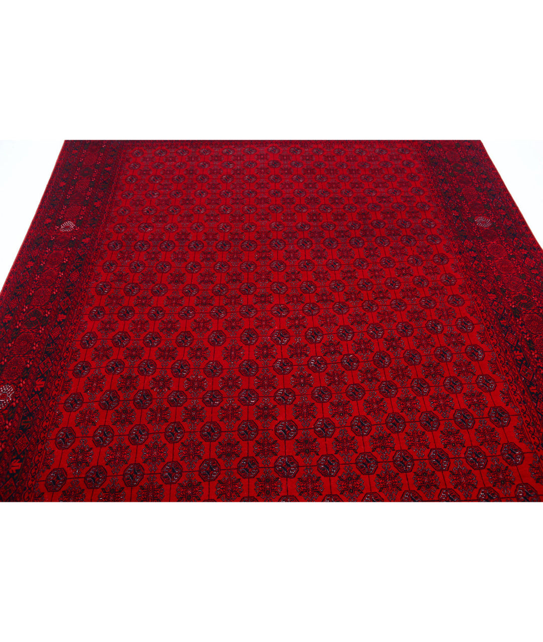 Red Afghan Beljik Rug 6' 7" x 9' 4" Hand-Knotted | No. AT27866