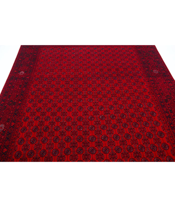 Red Afghan Beljik Rug 6' 7" x 9' 4" Hand-Knotted | No. AT27866