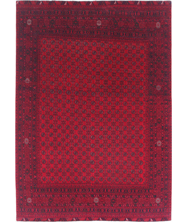 Hand Knotted Afghan Beljik Wool Rug 6' 7" x 9' 4" - No. AT27866