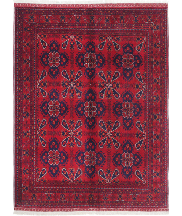 Hand Knotted Afghan Beljik Wool Rug 4' 10" x 6' 3" - No. AT43977