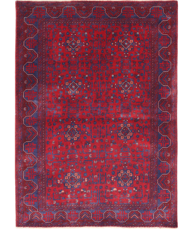 Hand Knotted Afghan Beljik Wool Rug 3' 3" x 4' 9" - No. AT25833